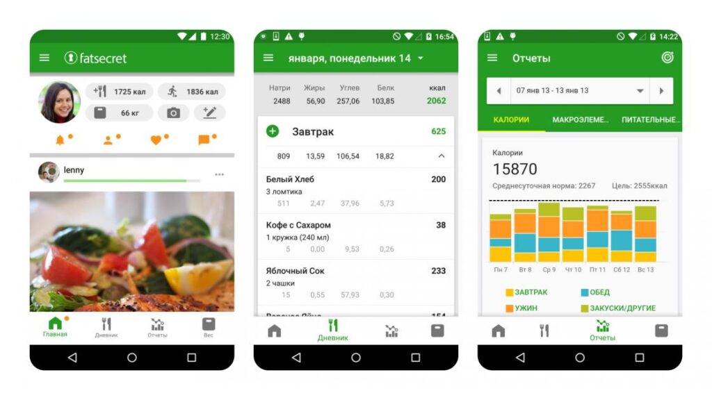 Приложение FatSecret — счётчик калорий и трекер еды